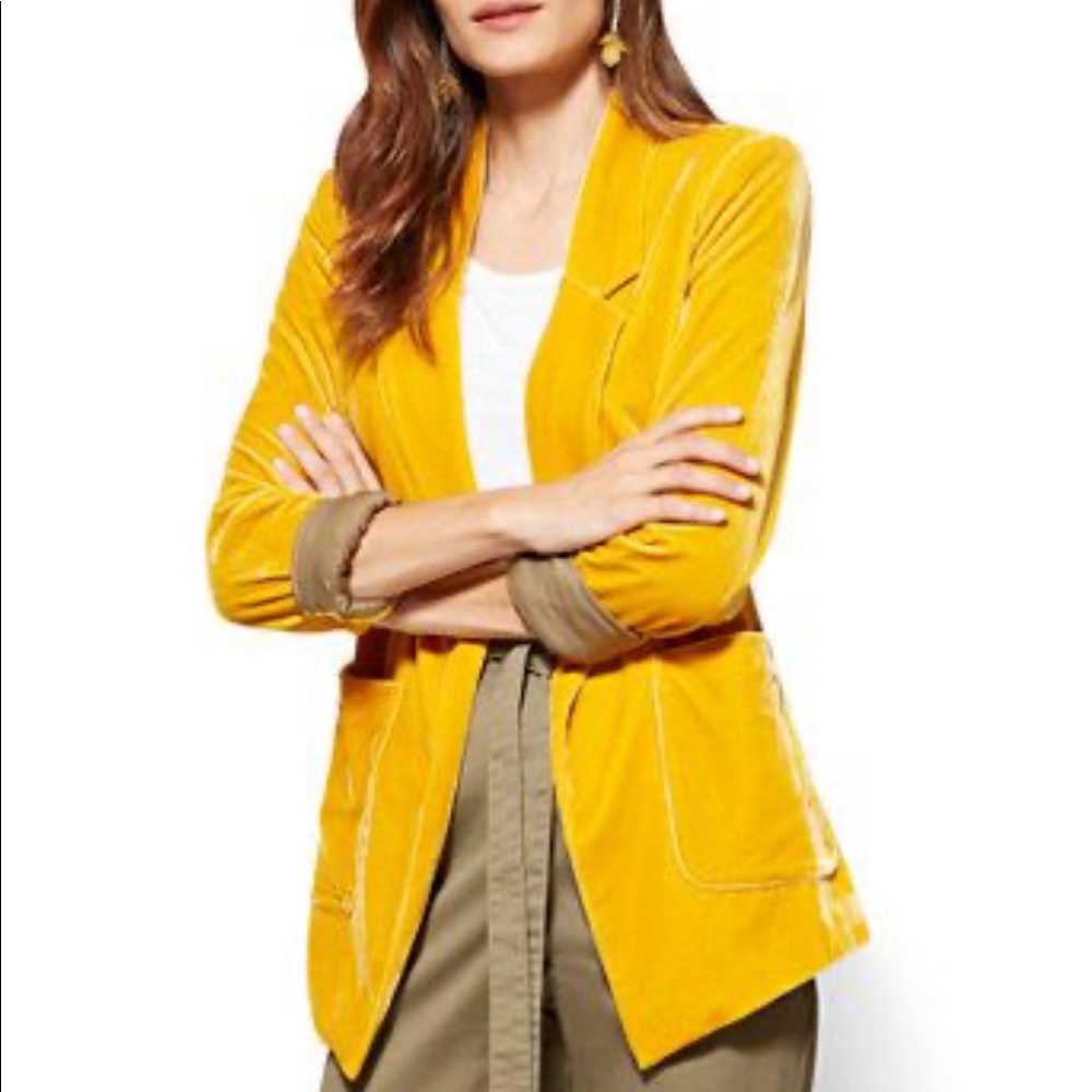 Mustard Yellow Velvet Blazer